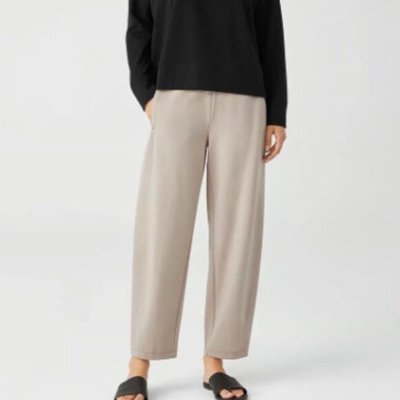 EILEEN FISHER KNIT PONTE FLEX TENCEL PULL ON LANTERN PANTS TAUPE GRAY M NEW - Picture 2 of 8